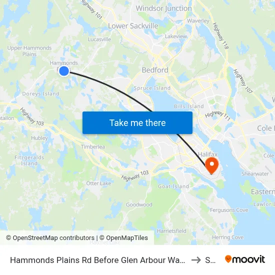 Hammonds Plains Rd Before Glen Arbour Way (6808) to SMU map
