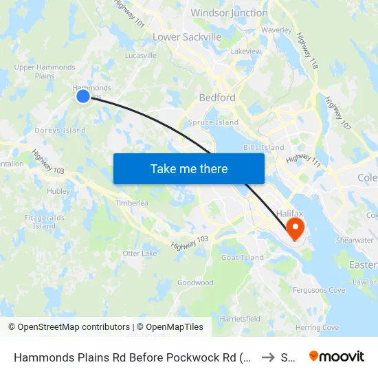 Hammonds Plains Rd Before Pockwock Rd (6806) to SMU map