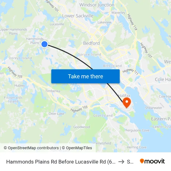 Hammonds Plains Rd Before Lucasville Rd (6807) to SMU map