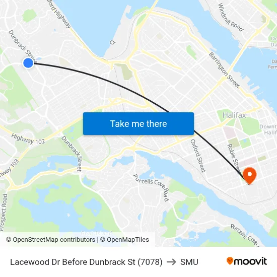 Lacewood Dr Before Dunbrack St (7078) to SMU map