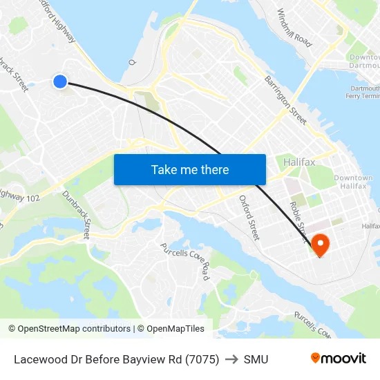 Lacewood Dr Before Bayview Rd (7075) to SMU map
