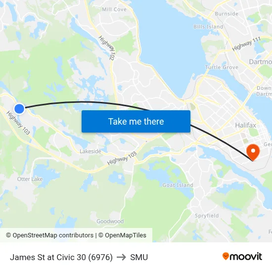 James St at Civic 30 (6976) to SMU map