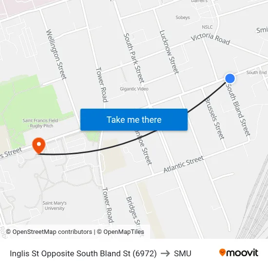 Inglis St Opposite South Bland St (6972) to SMU map