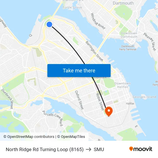 North Ridge Rd Turning Loop (8165) to SMU map