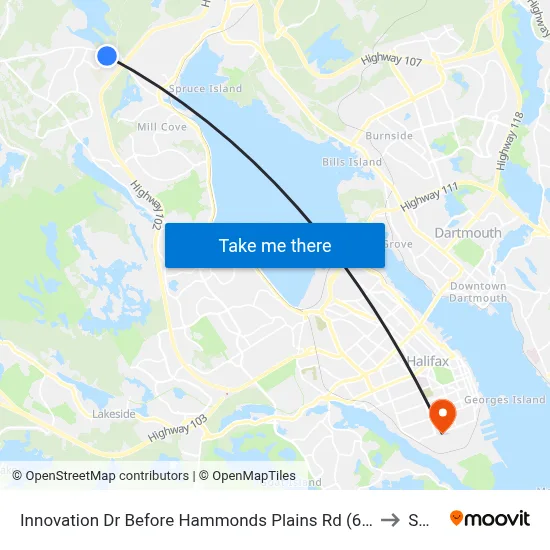 Innovation Dr Before Hammonds Plains Rd (6971) to SMU map