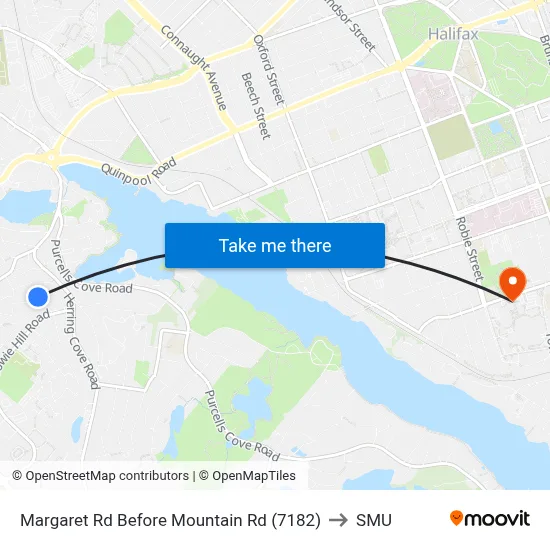 Margaret Rd Before Mountain Rd (7182) to SMU map