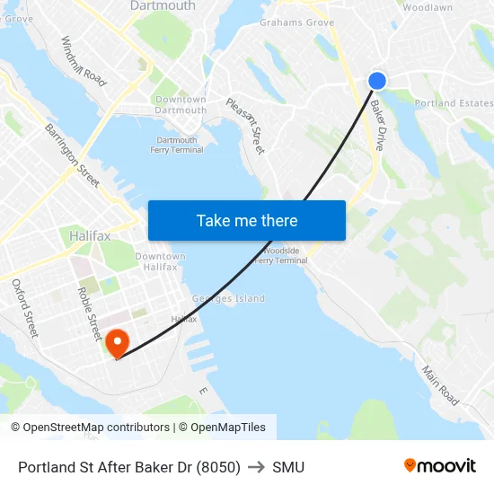 Portland St After Baker Dr (8050) to SMU map