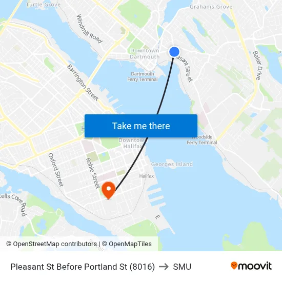 Pleasant St Before Portland St (8016) to SMU map