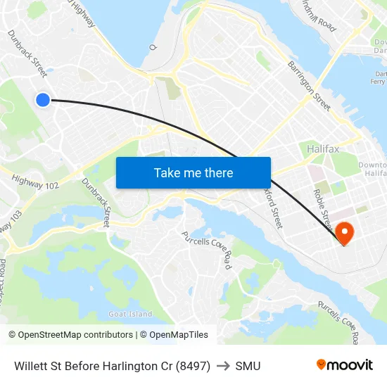 Willett St Before Harlington Cr (8497) to SMU map