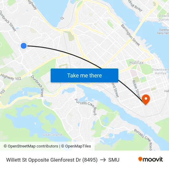 Willett St Opposite Glenforest Dr (8495) to SMU map