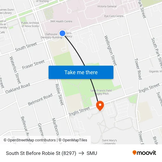 South St Before Robie St (8297) to SMU map