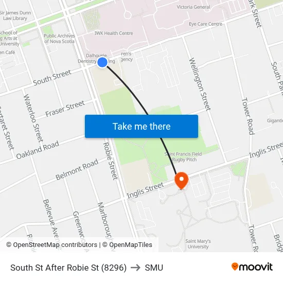 South St After Robie St (8296) to SMU map