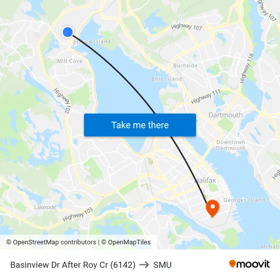Basinview Dr After Roy Cr (6142) to SMU map
