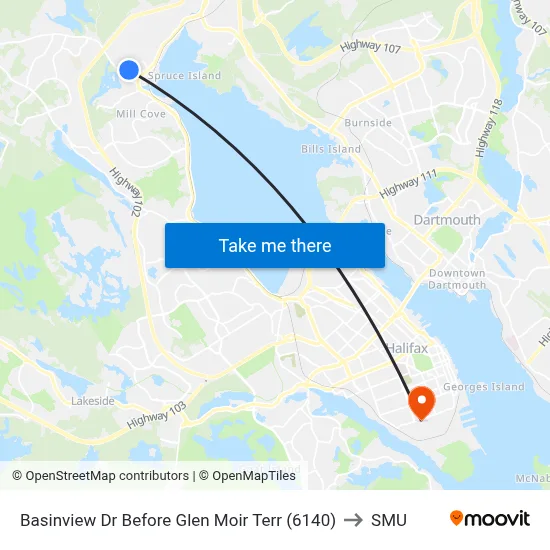 Basinview Dr Before Glen Moir Terr (6140) to SMU map