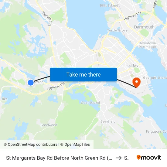 St Margarets Bay Rd Before North Green Rd (6147) to SMU map