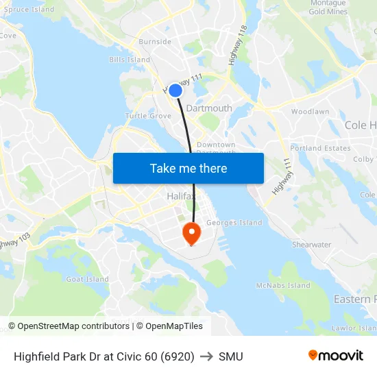 Highfield Park Dr at Civic 60 (6920) to SMU map