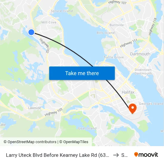 Larry Uteck Blvd Before Kearney Lake Rd (6365) to SMU map