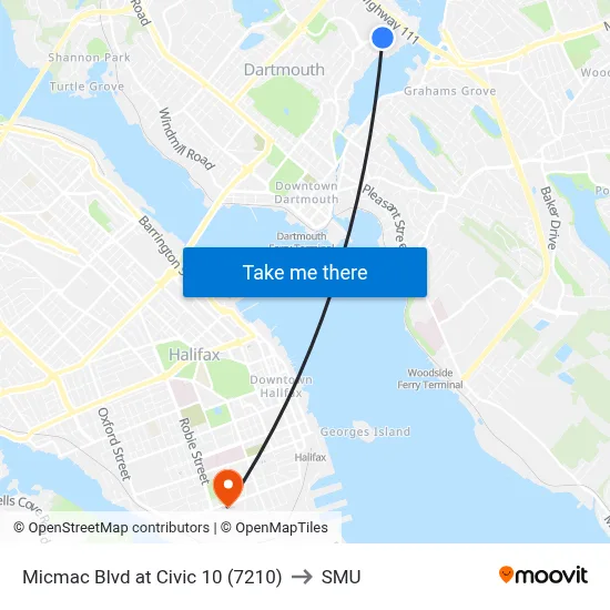 Micmac Blvd at Civic 10 (7210) to SMU map