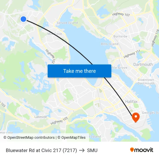 Bluewater Rd at Civic 217 (7217) to SMU map