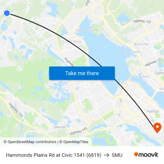 Hammonds Plains Rd at Civic 1541 (6819) to SMU map