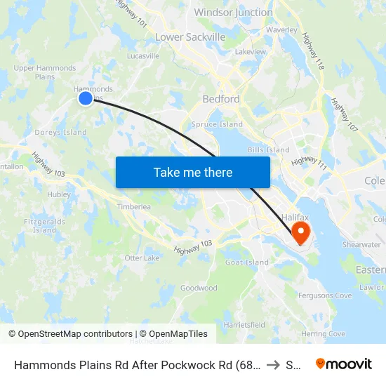 Hammonds Plains Rd After Pockwock Rd (6810) to SMU map