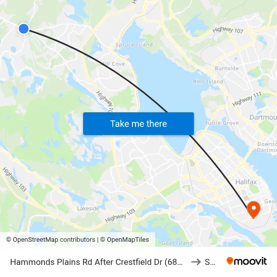 Hammonds Plains Rd After Crestfield Dr (6812) to SMU map