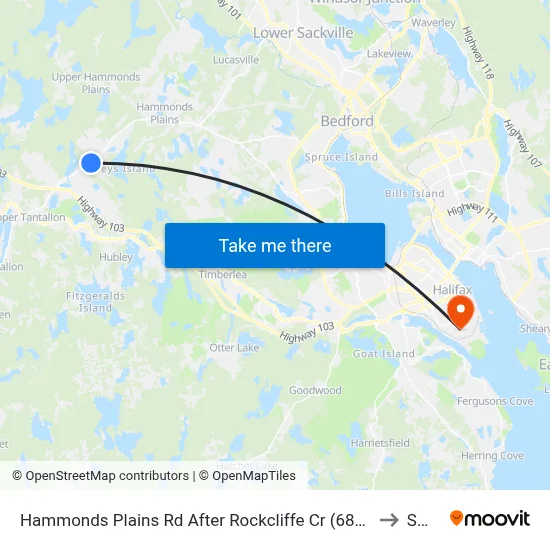 Hammonds Plains Rd After Rockcliffe Cr (6814) to SMU map