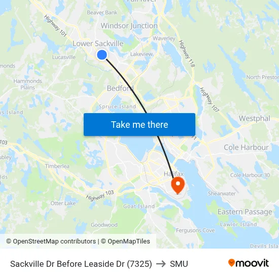 Sackville Dr Before Leaside Dr (7325) to SMU map