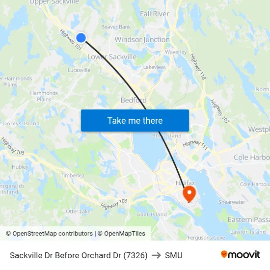 Sackville Dr Before Orchard Dr (7326) to SMU map