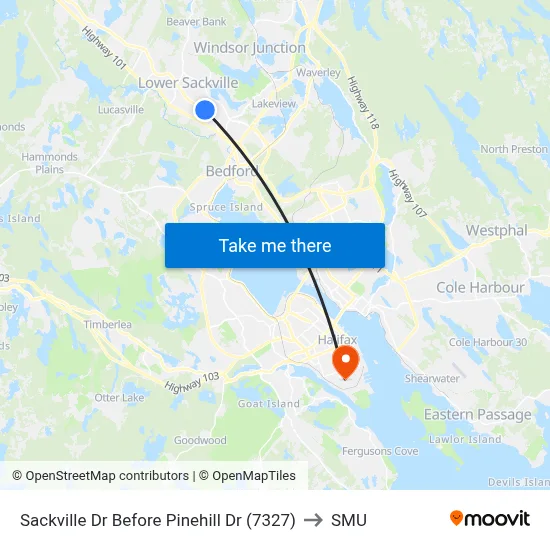 Sackville Dr Before Pinehill Dr (7327) to SMU map
