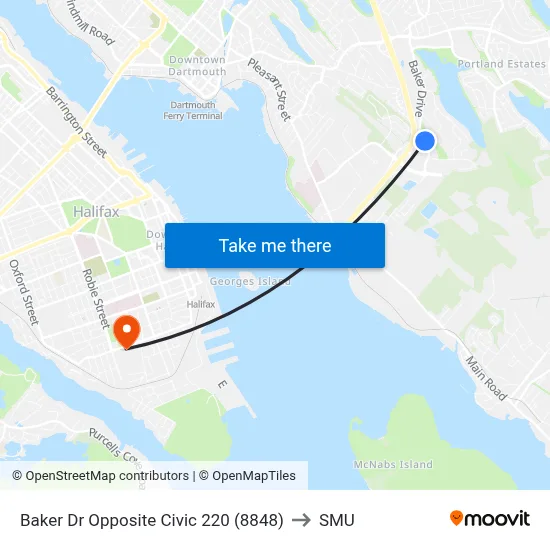 Baker Dr Opposite Civic 220 (8848) to SMU map