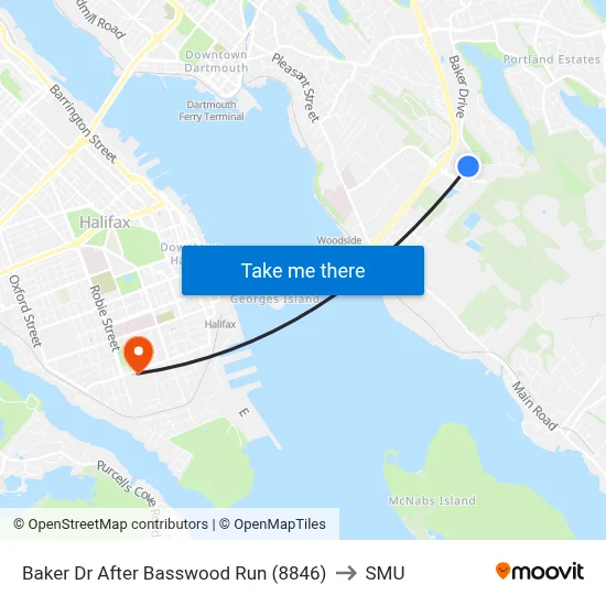 Baker Dr After Basswood Run (8846) to SMU map