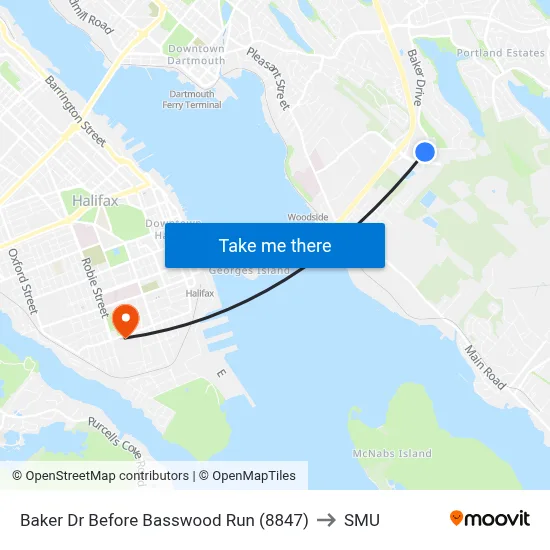 Baker Dr Before Basswood Run (8847) to SMU map