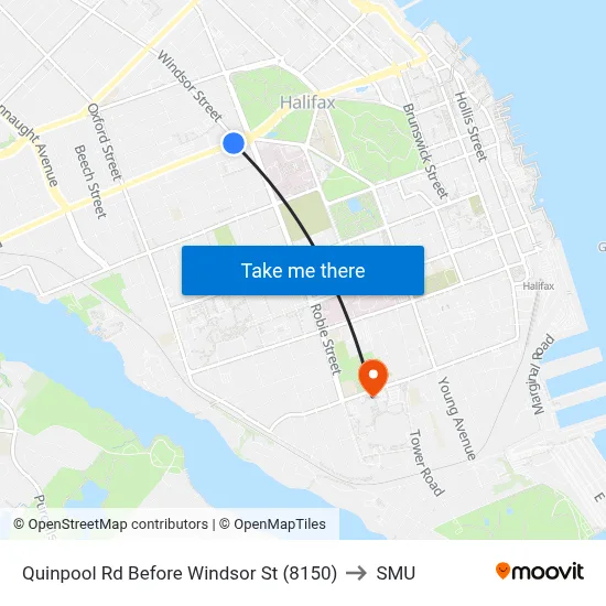 Quinpool Rd Before Windsor St (8150) to SMU map