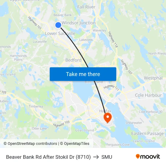 Beaver Bank Rd After Stokil Dr (8710) to SMU map