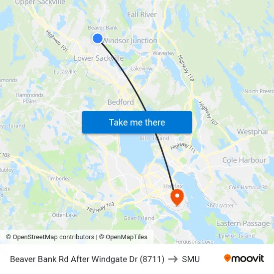 Beaver Bank Rd After Windgate Dr (8711) to SMU map