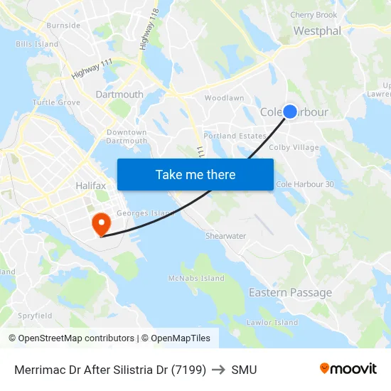 Merrimac Dr After Silistria Dr (7199) to SMU map