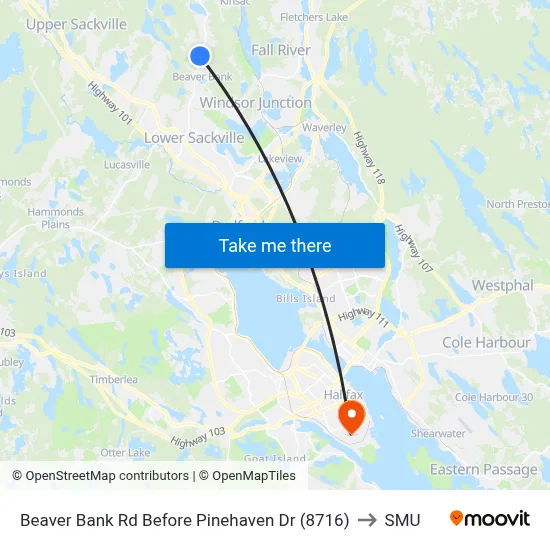 Beaver Bank Rd Before Pinehaven Dr (8716) to SMU map