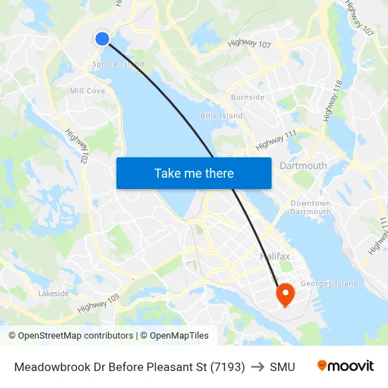 Meadowbrook Dr Before Pleasant St (7193) to SMU map