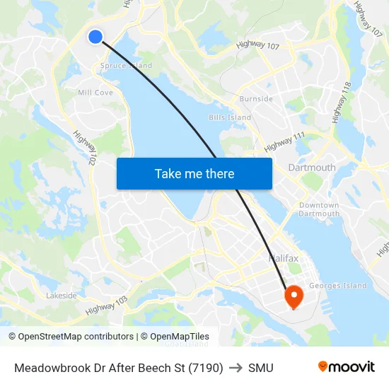 Meadowbrook Dr After Beech St (7190) to SMU map