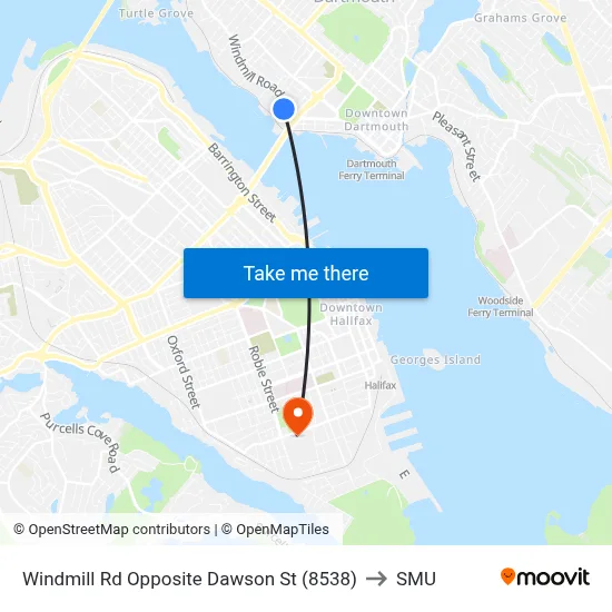 Windmill Rd Opposite Dawson St (8538) to SMU map