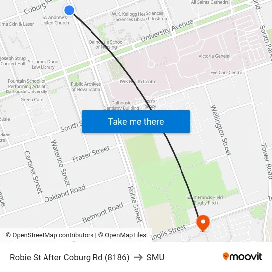 Robie St After Coburg Rd (8186) to SMU map