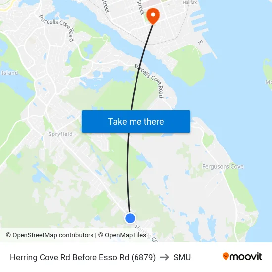 Herring Cove Rd Before Esso Rd (6879) to SMU map
