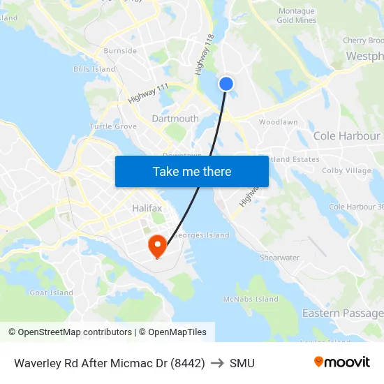 Waverley Rd After Micmac Dr (8442) to SMU map