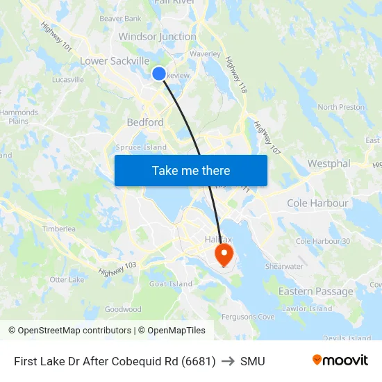 First Lake Dr After Cobequid Rd (6681) to SMU map