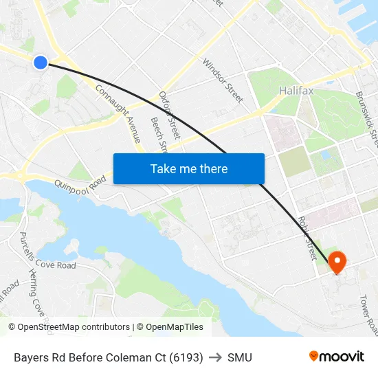 Bayers Rd Before Coleman Ct (6193) to SMU map