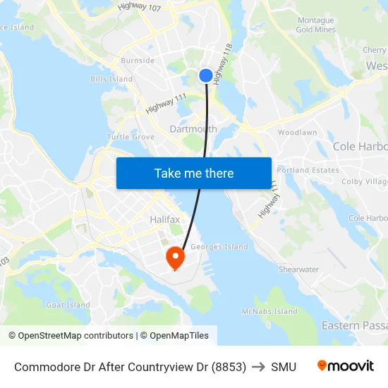 Commodore Dr After Countryview Dr (8853) to SMU map