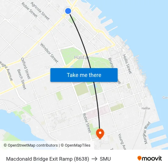 Macdonald Bridge Exit Ramp (8638) to SMU map