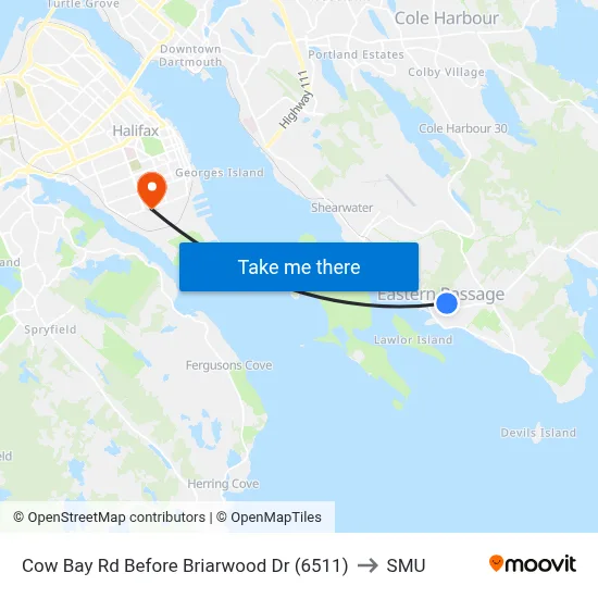 Cow Bay Rd Before Briarwood Dr (6511) to SMU map