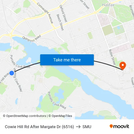 Cowie Hill Rd After Margate Dr (6516) to SMU map